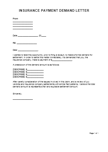 Demand Letter To Insurance Company Free Sample CocoSign