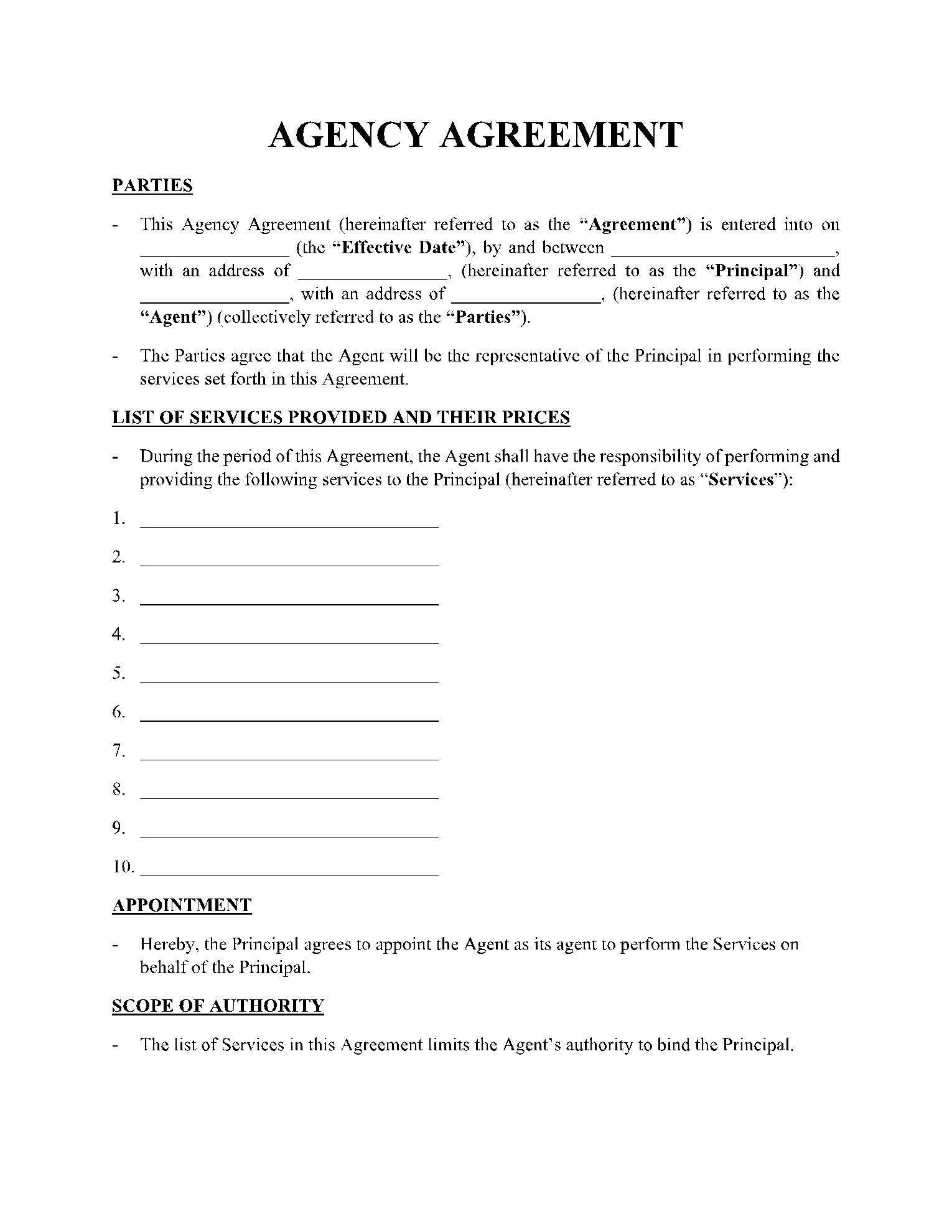 Agency Agreement