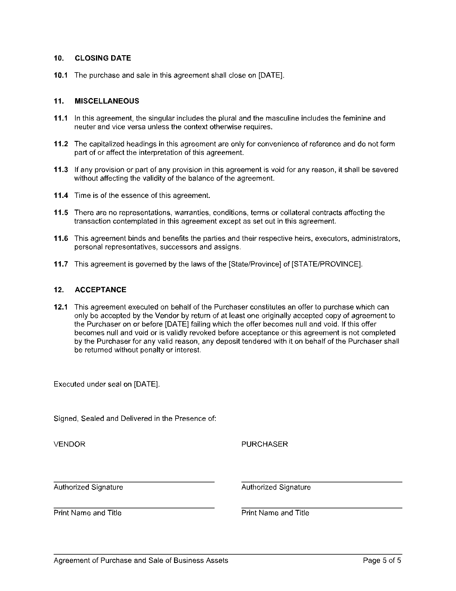 Business Sale Agreement 5