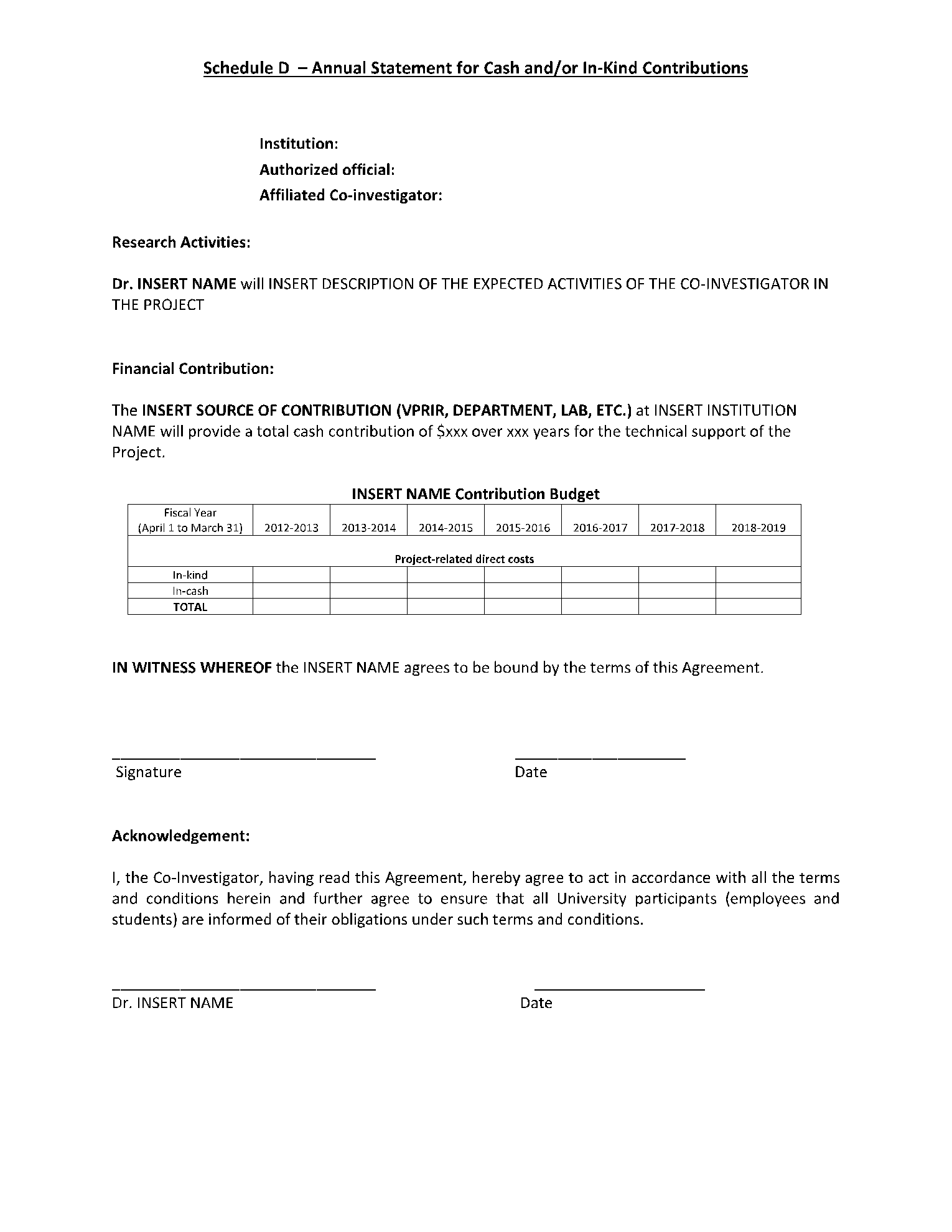 Collaborative Agreement Template