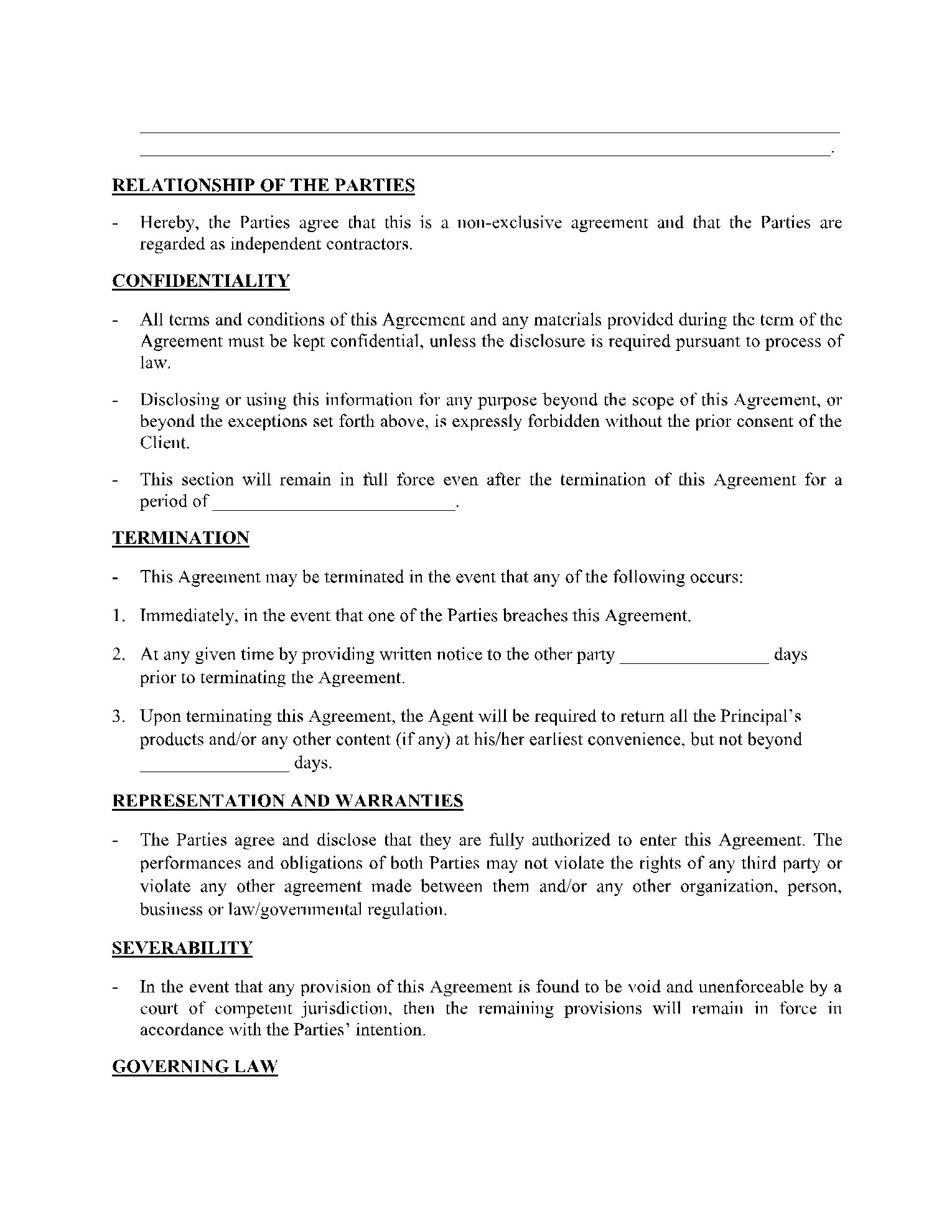 Commission Terms And Conditions Template