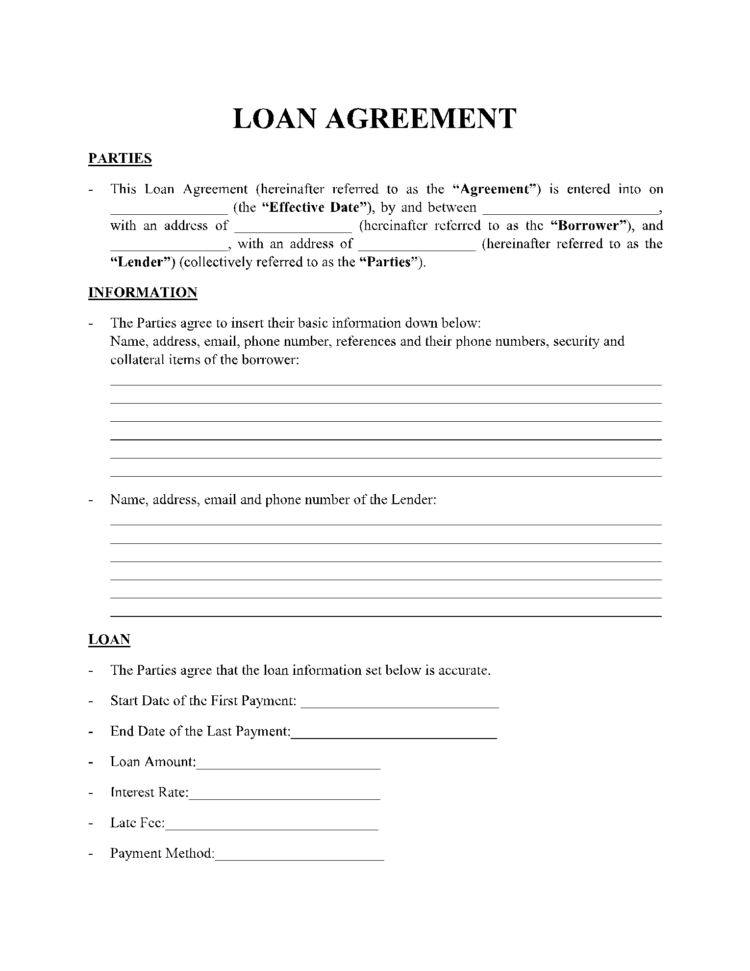 Loan Agreement Template