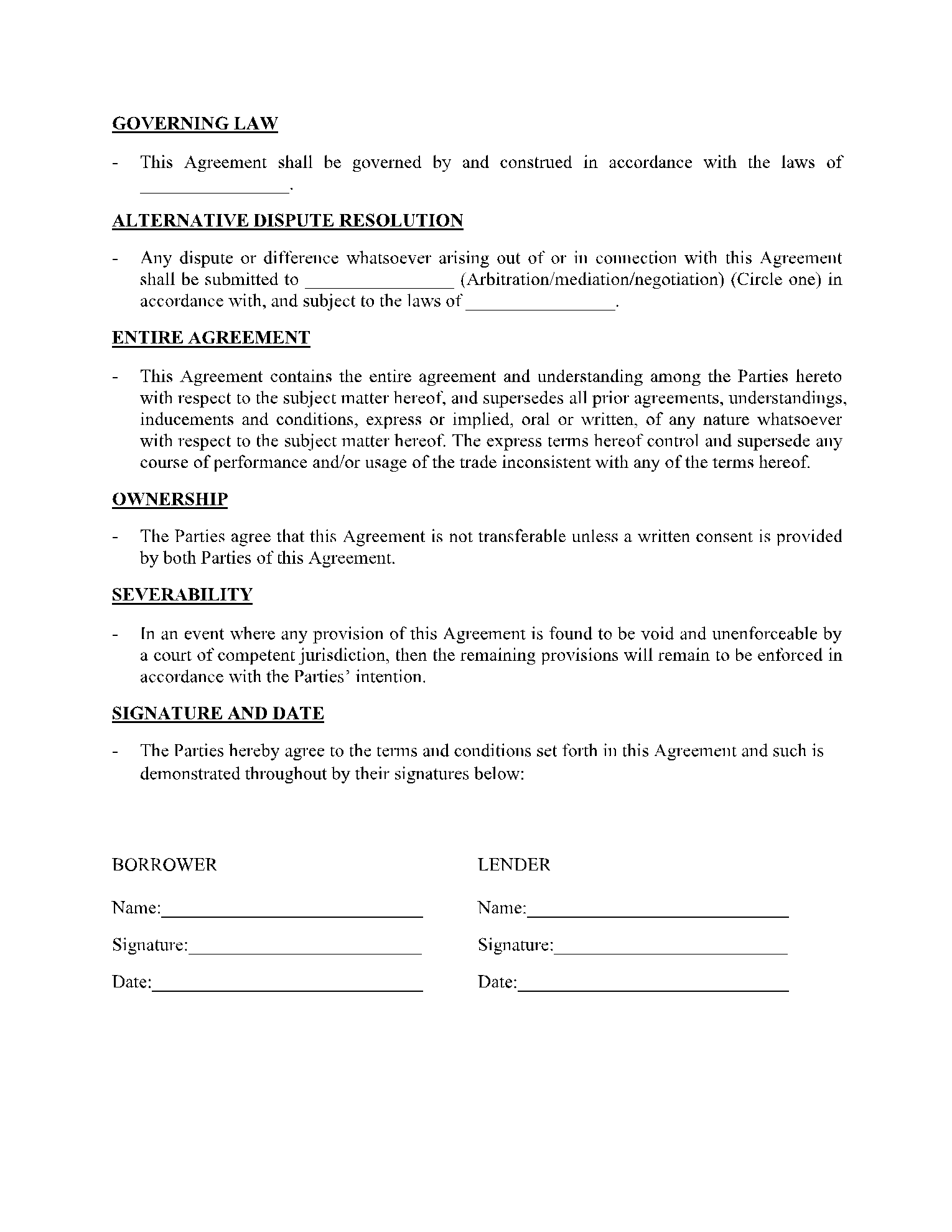 Loan Agreement Word Template