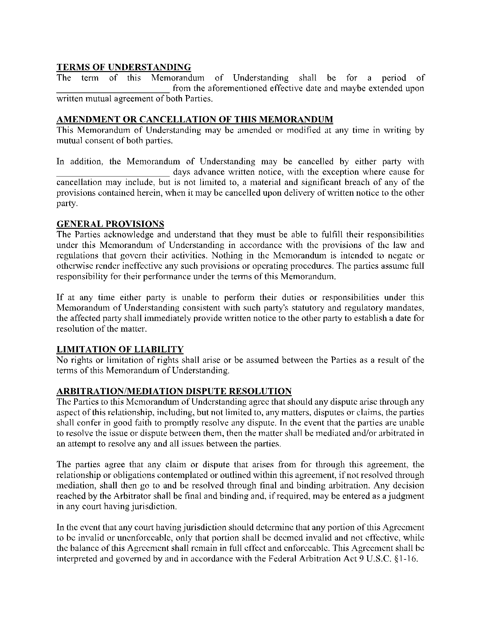 mou agreement format between two parties