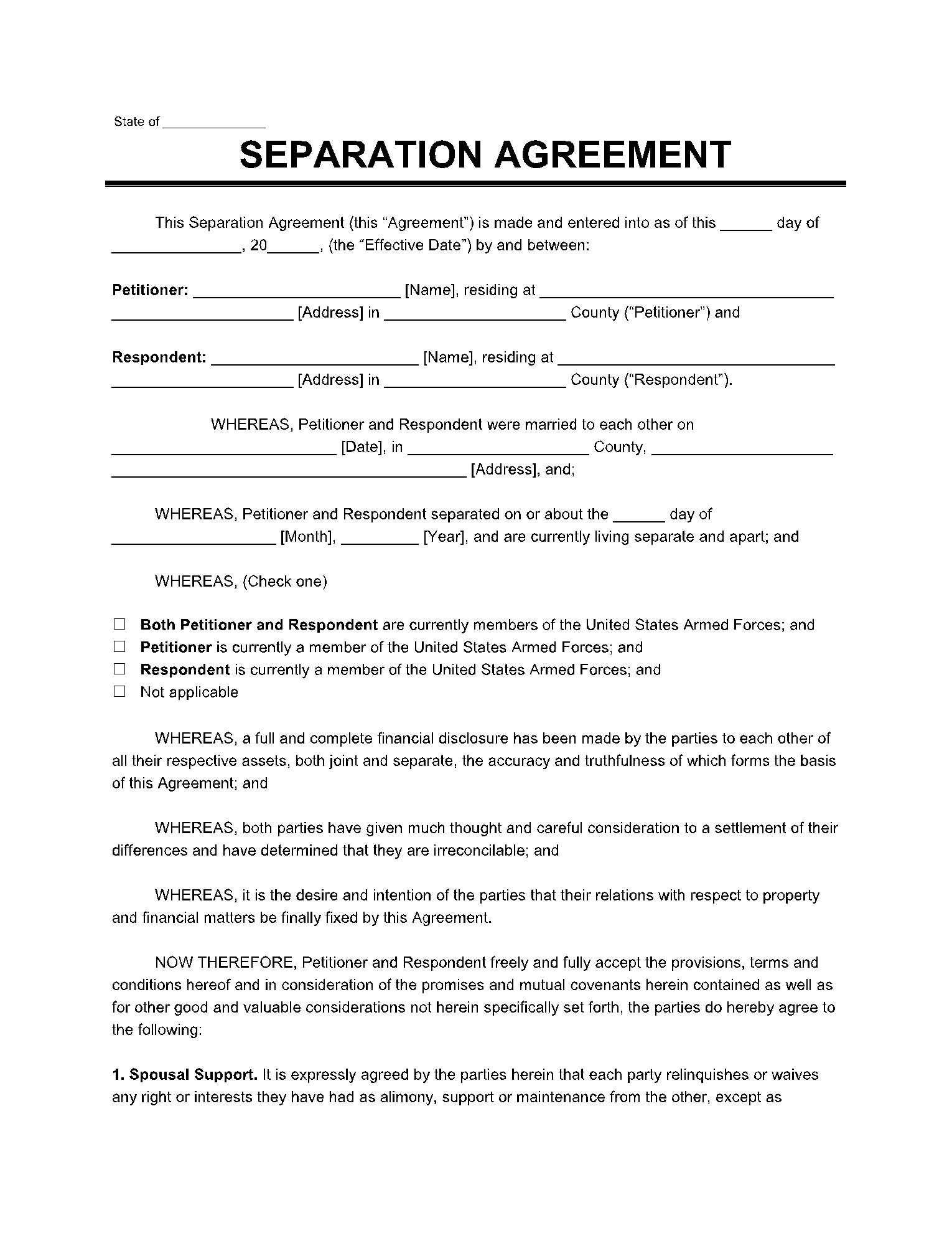 Separation Certificate Template