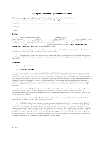 Settlement Agreement Template in 2021 (Free Sample)