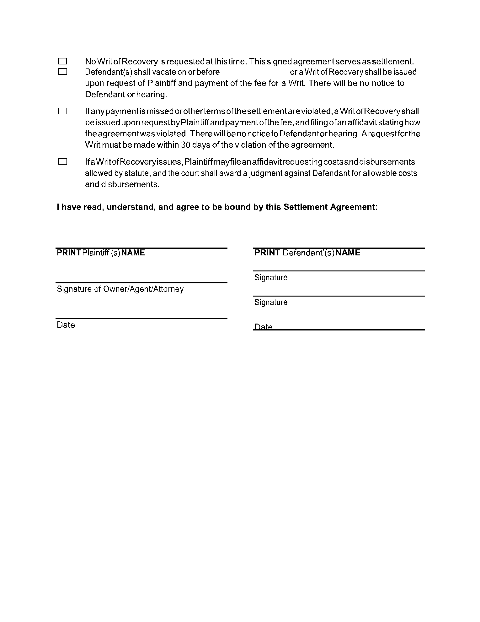 Settlement Agreement Letter Template