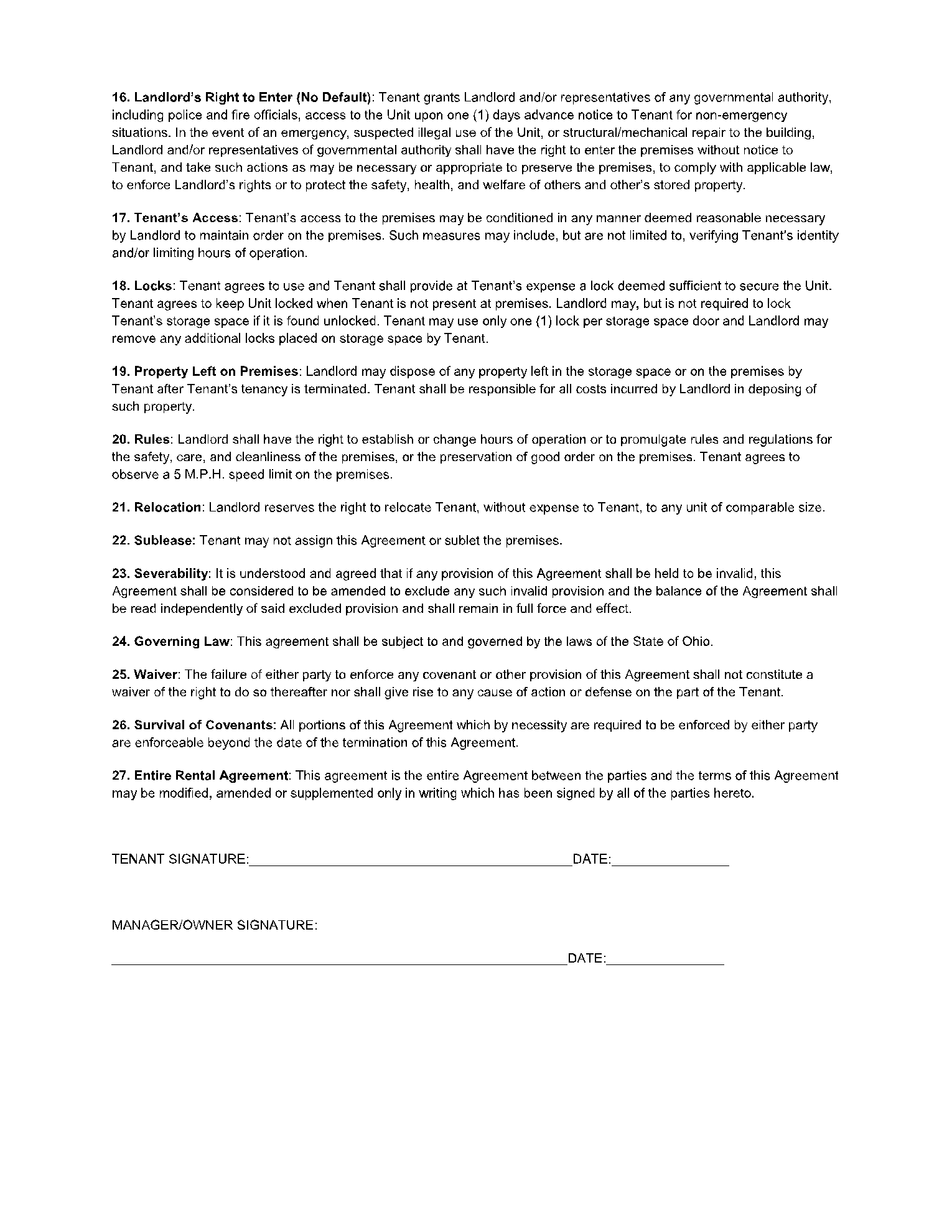 Storage Rental Agreement 3