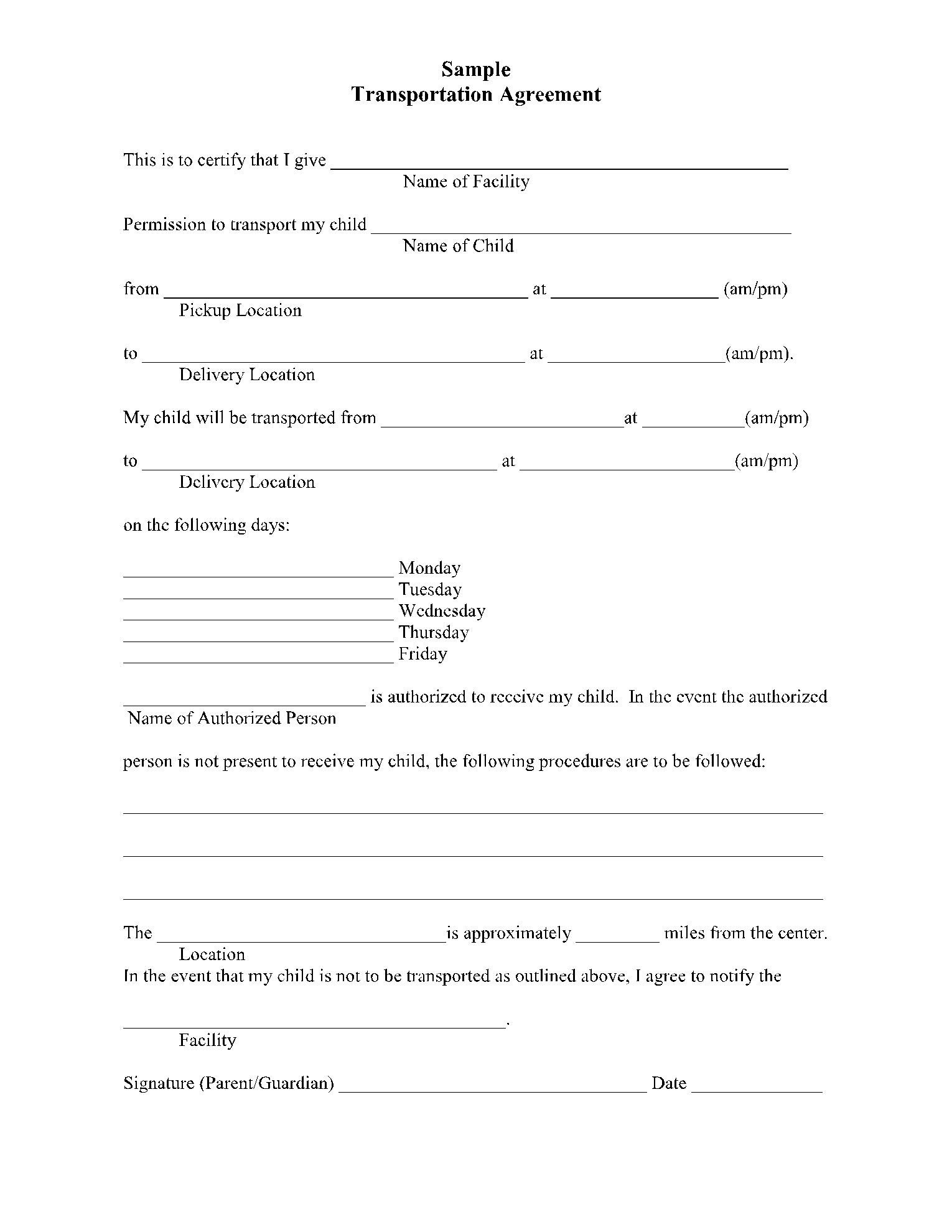 Logistics Service Agreement Template