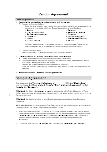 Free Vendor Agreement Template in 2021 - CocoSign