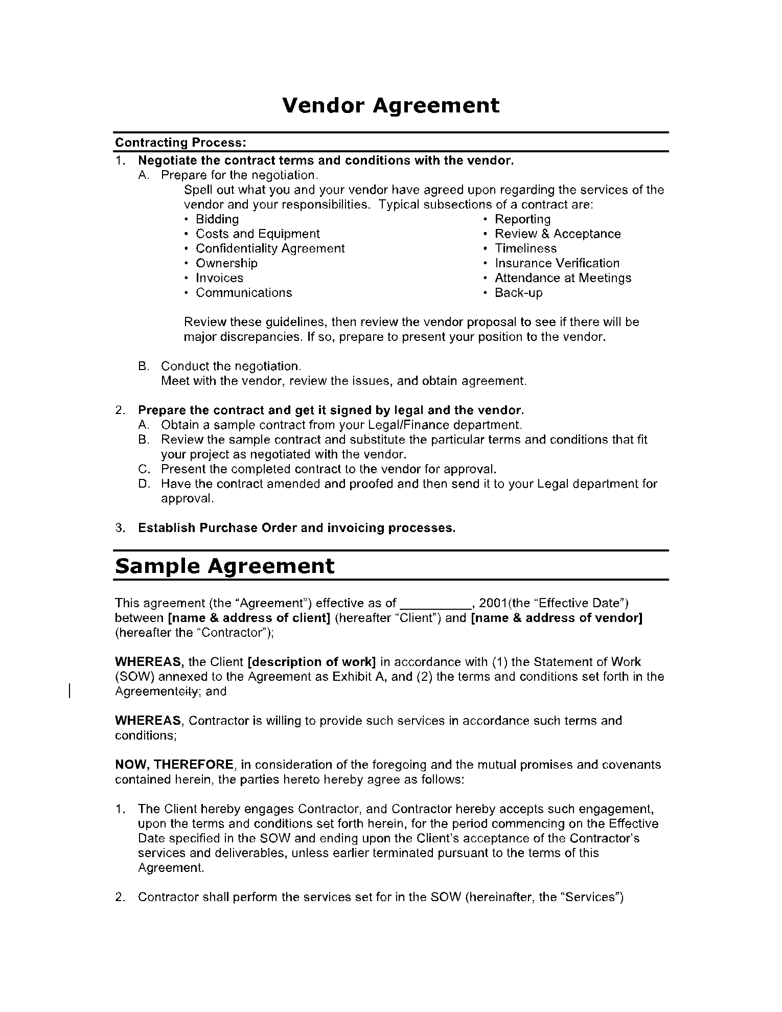 Retail Vendor Contract Template