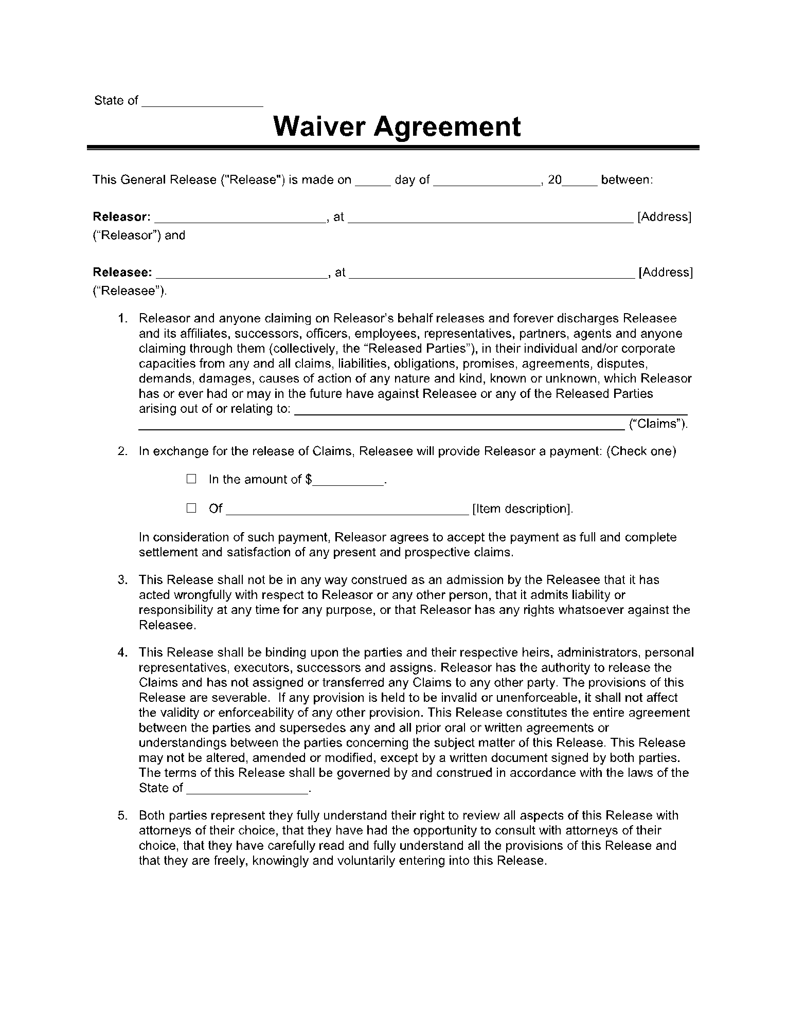 Waiver Agreement