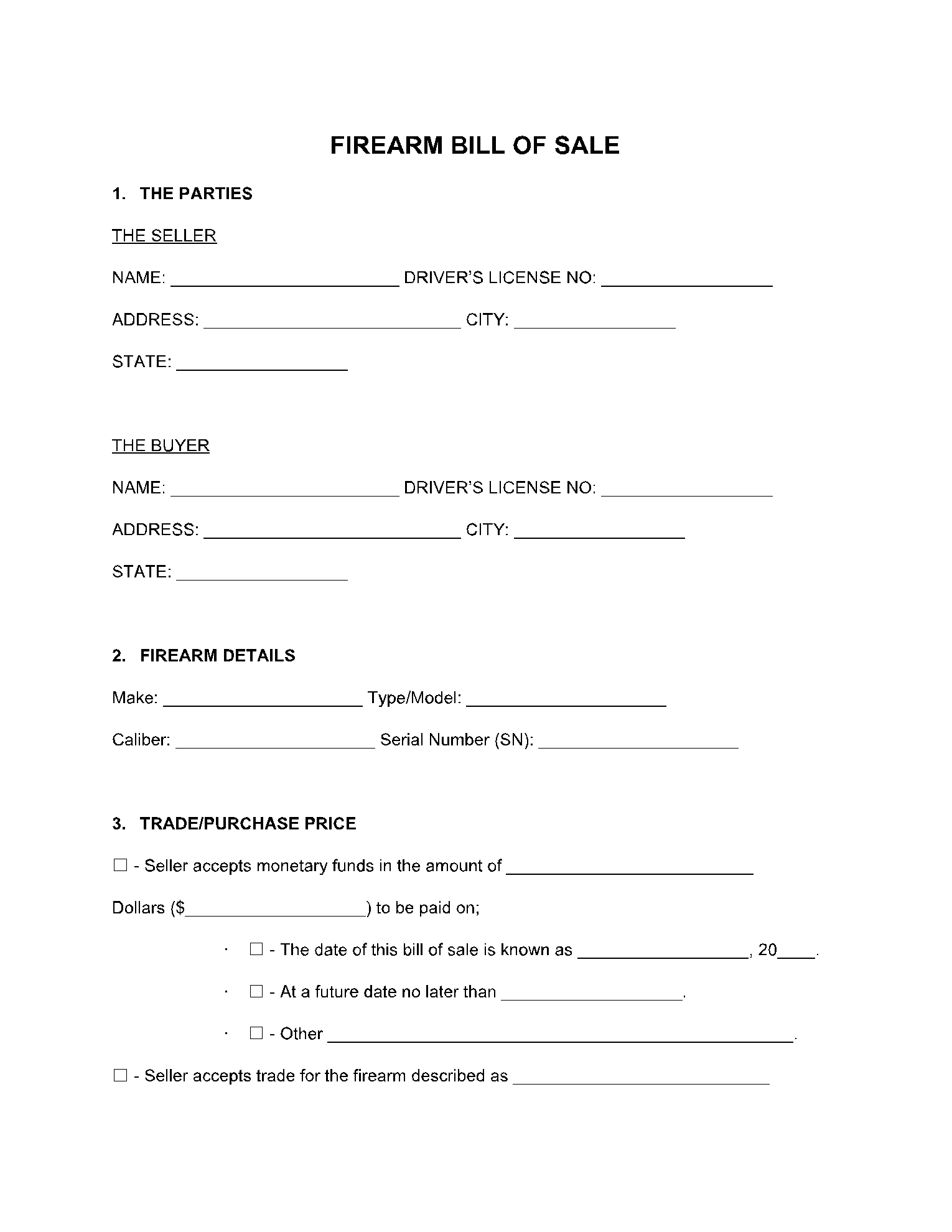 Firearm Bill Of Sale 1