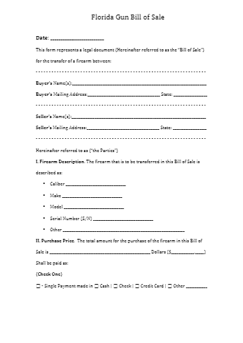 free florida firearm bill of sale template in 2021 cocosign