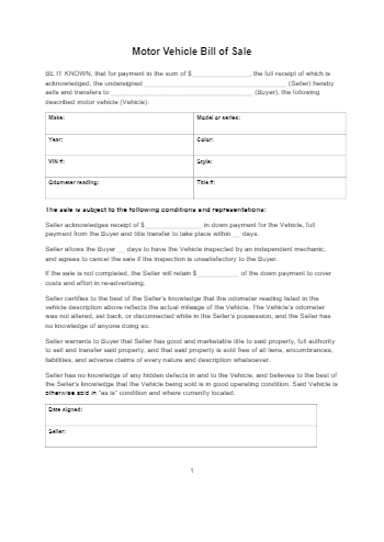 Free Vehicle Bill of Sale Template in 2021 | CocoSign