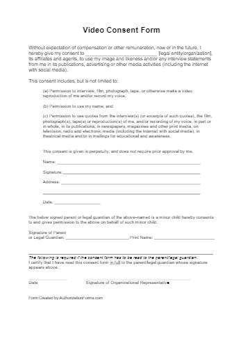 Free Video Consent Form Template in 2021 | CocoSign