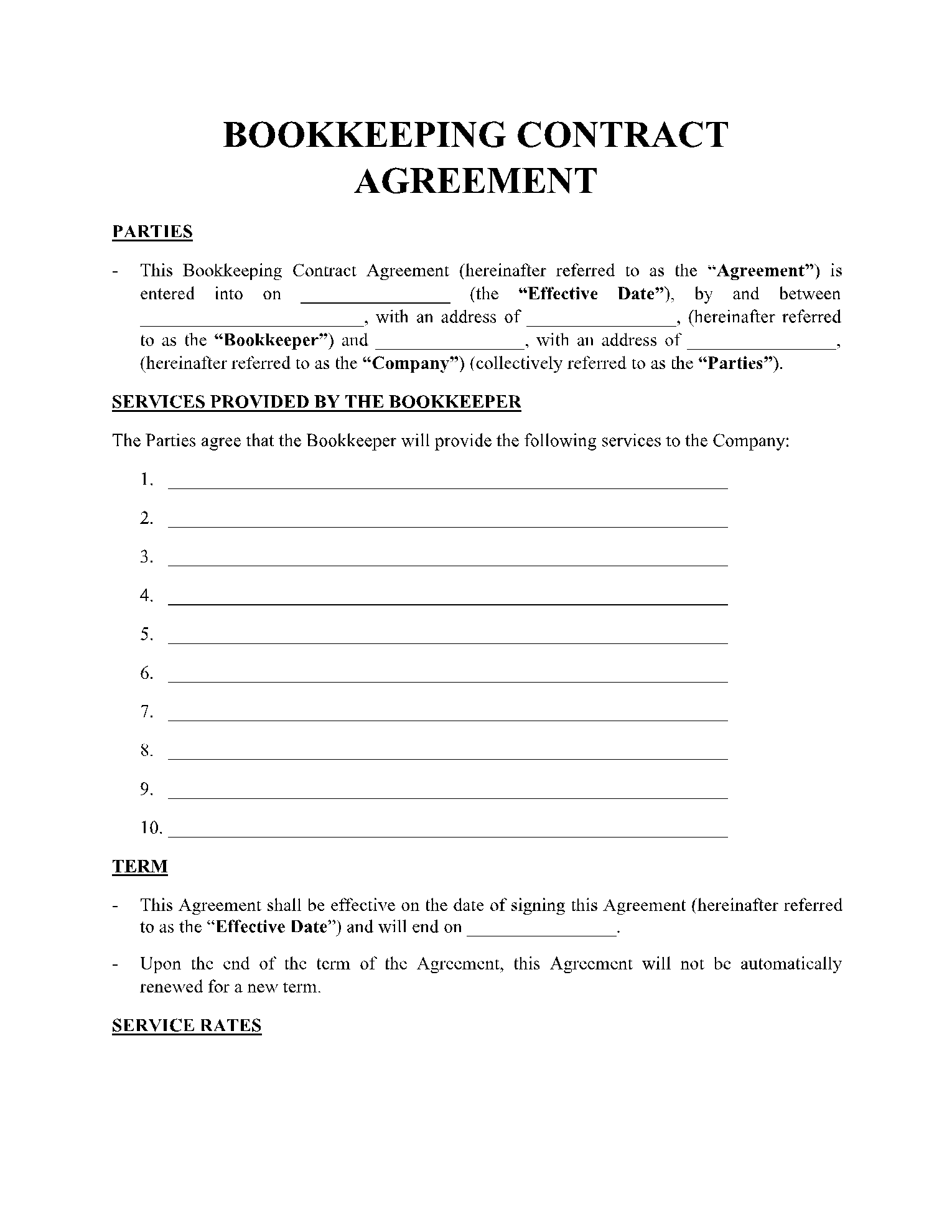 Bookkeeping Contract 1