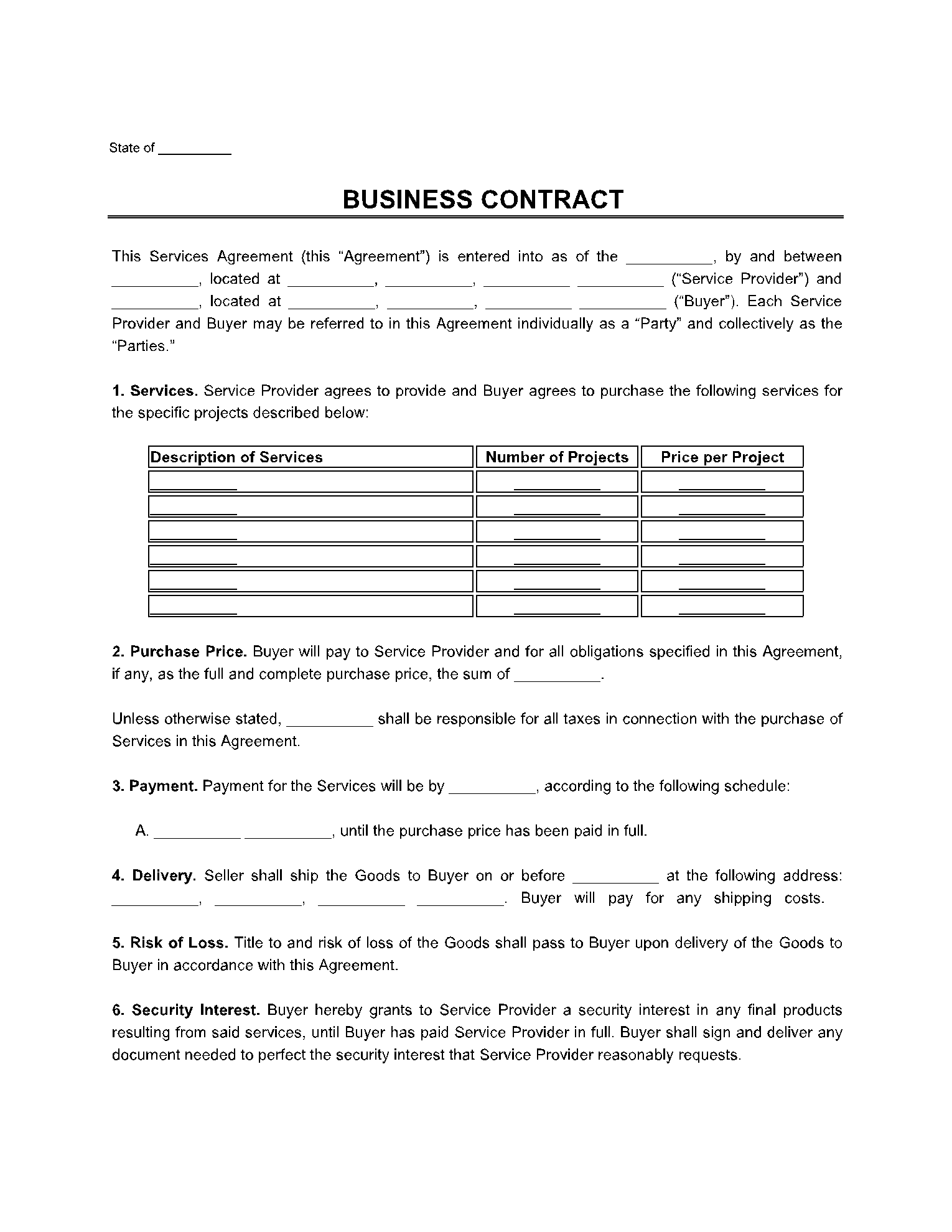 Business Contract Template 1