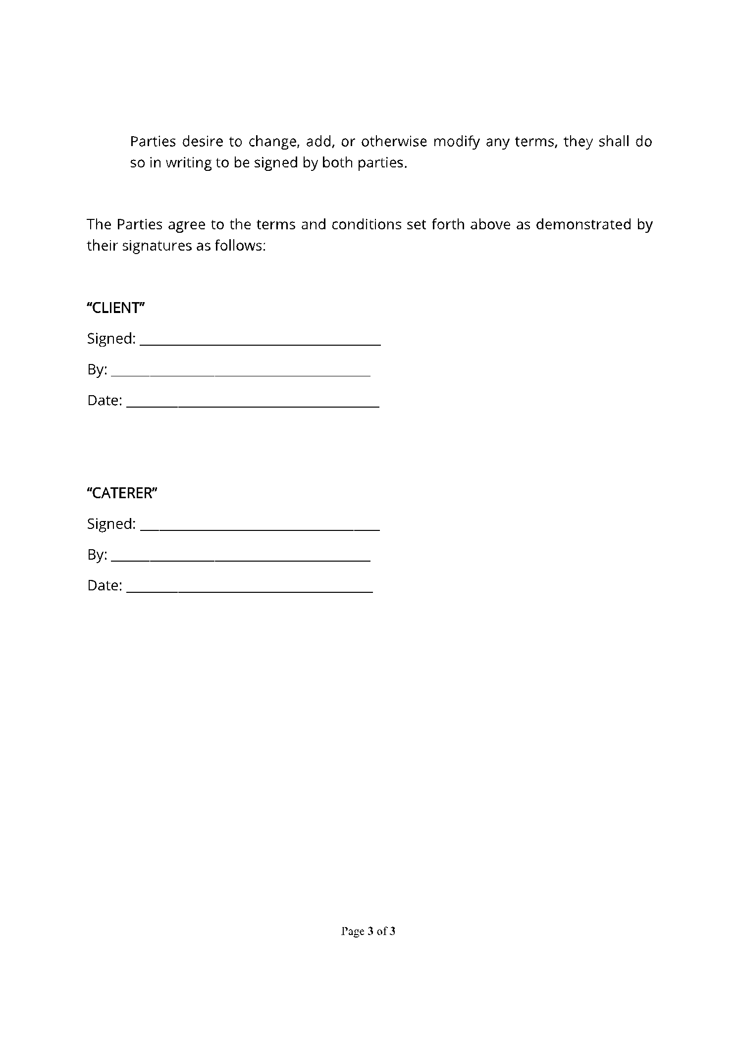 Catering Contract 3