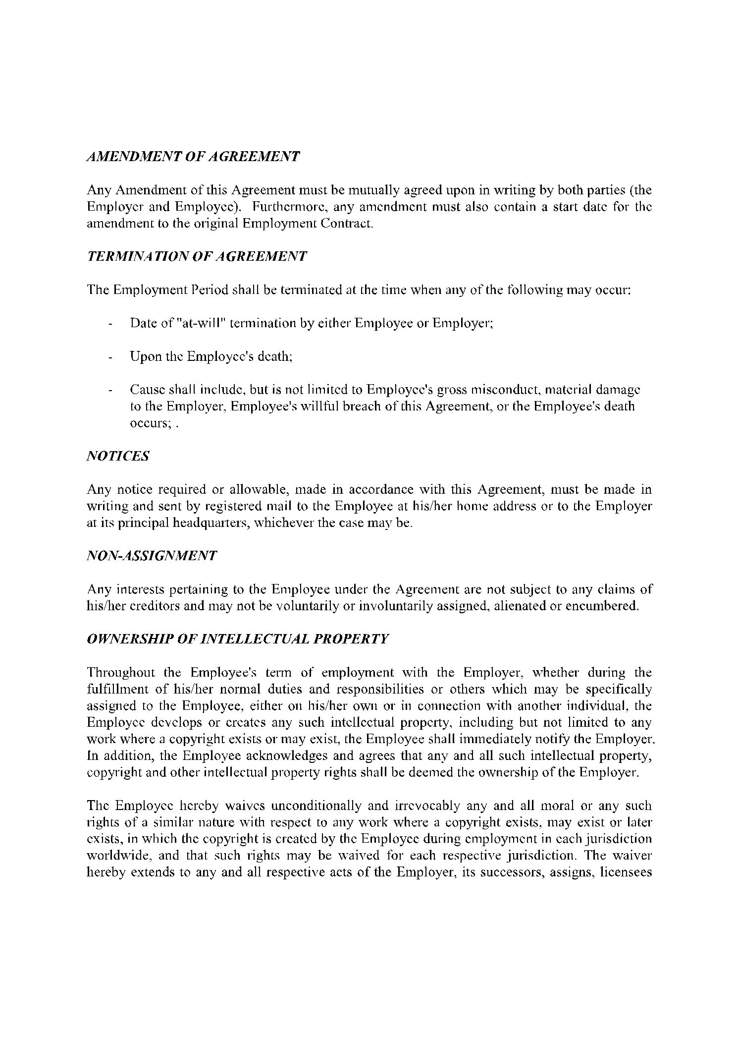 Employment Contract Template 3