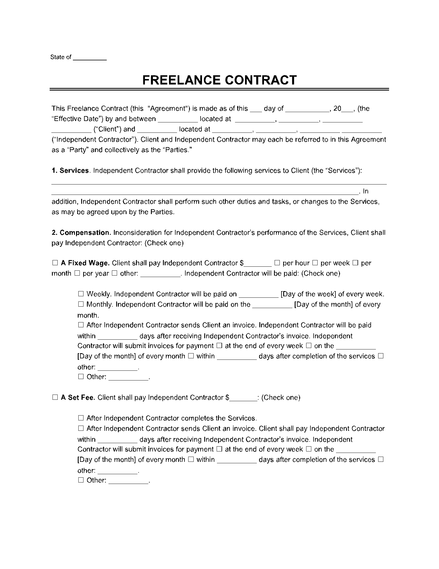 Freelance Contract Template 1