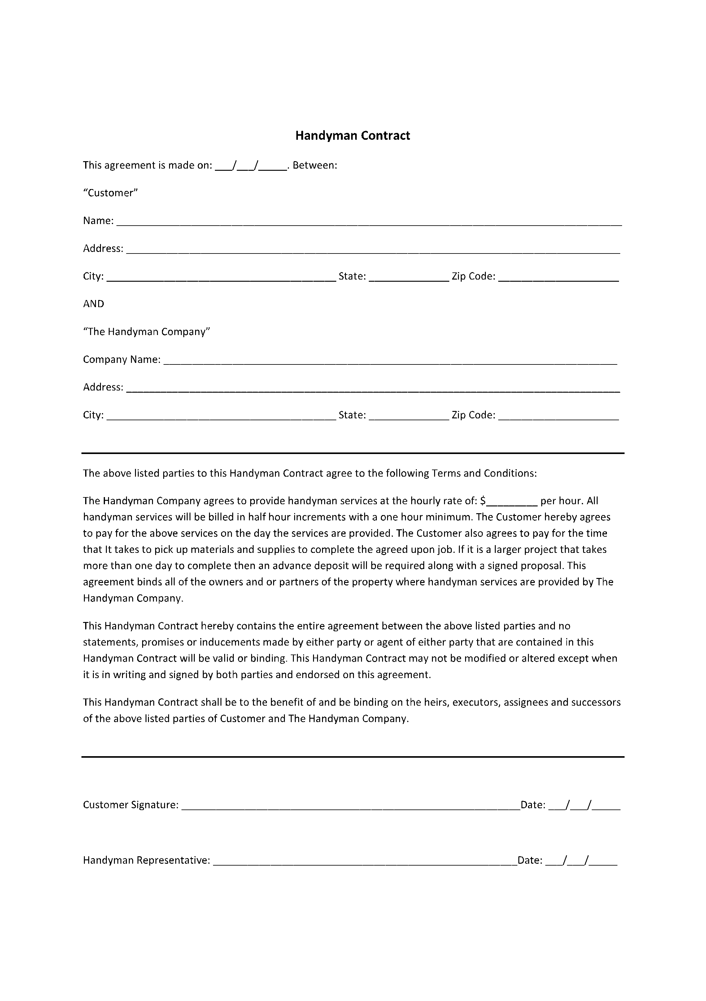 Handyman Contract