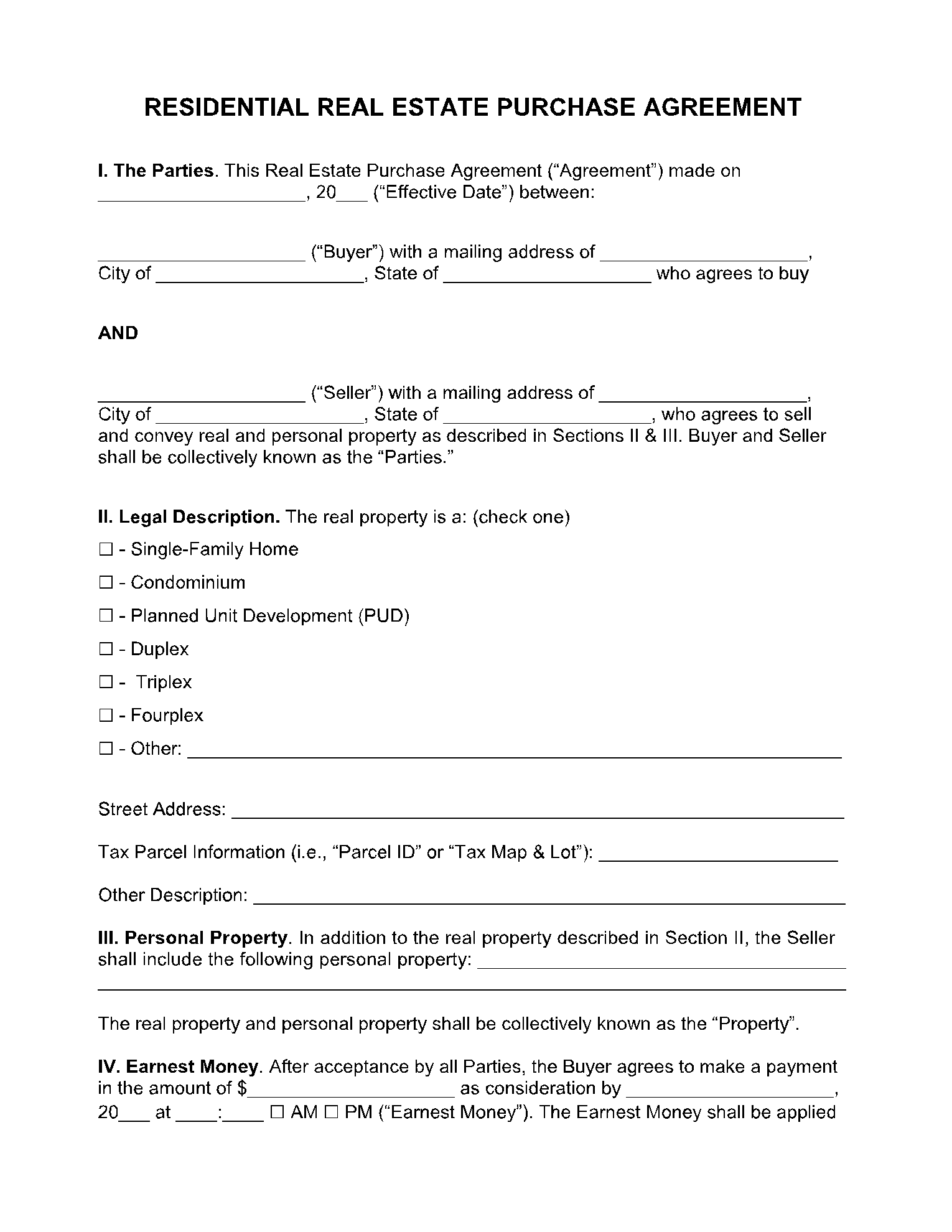 Real Estate For Sale By Owner Contract 1