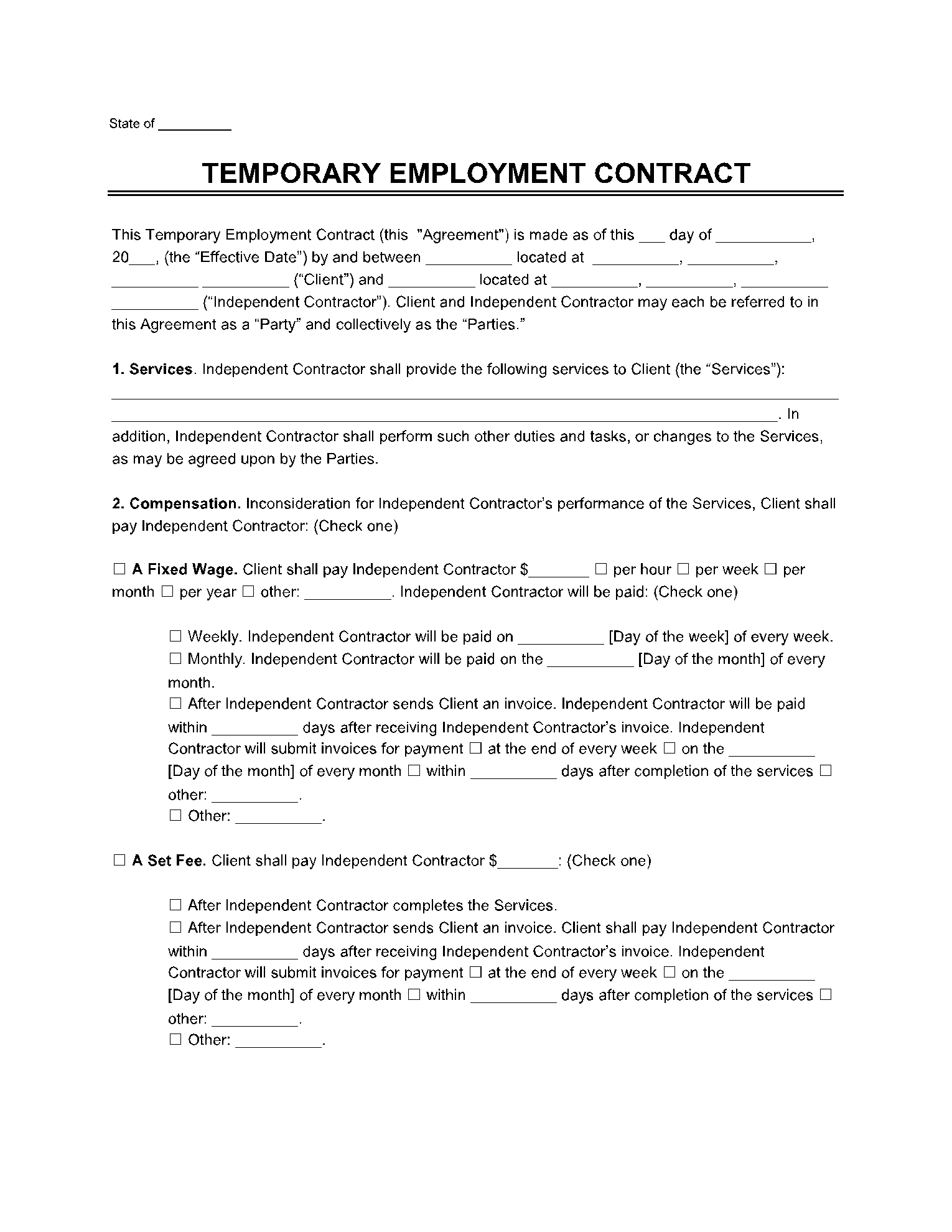 Temporary Employment Contract