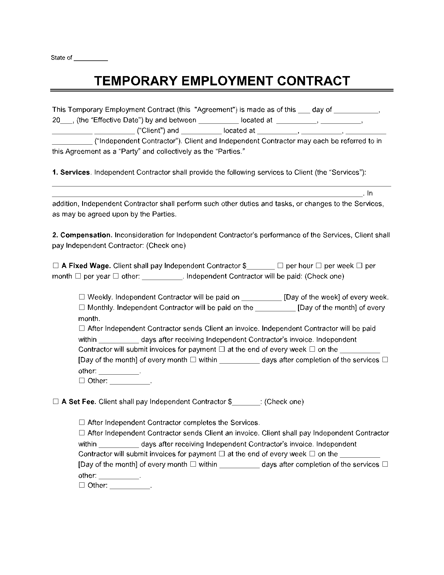 Temporary Employment Contract Template Download Print - vrogue.co