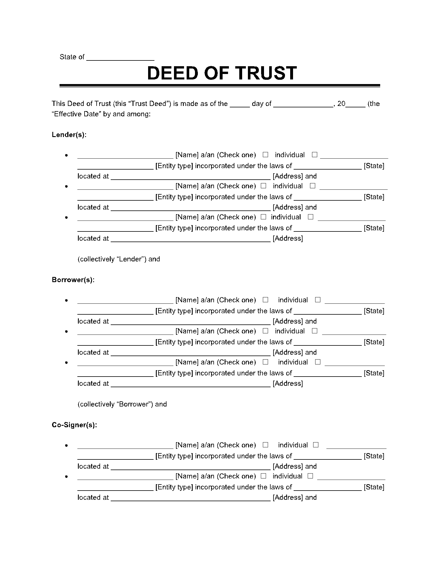 California Deed of Trust Form