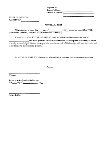 claim quit deed georgia form deeds sample agreement affidavit estate small living