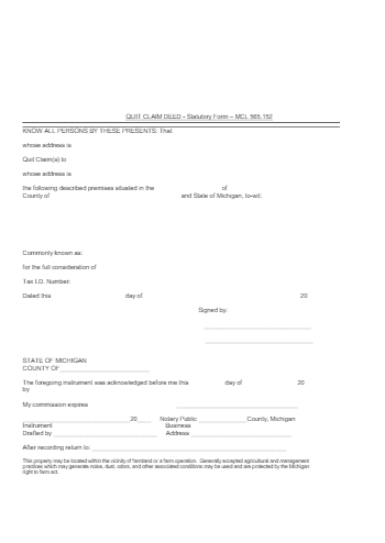 michigan quit claim deed form free template cocosign