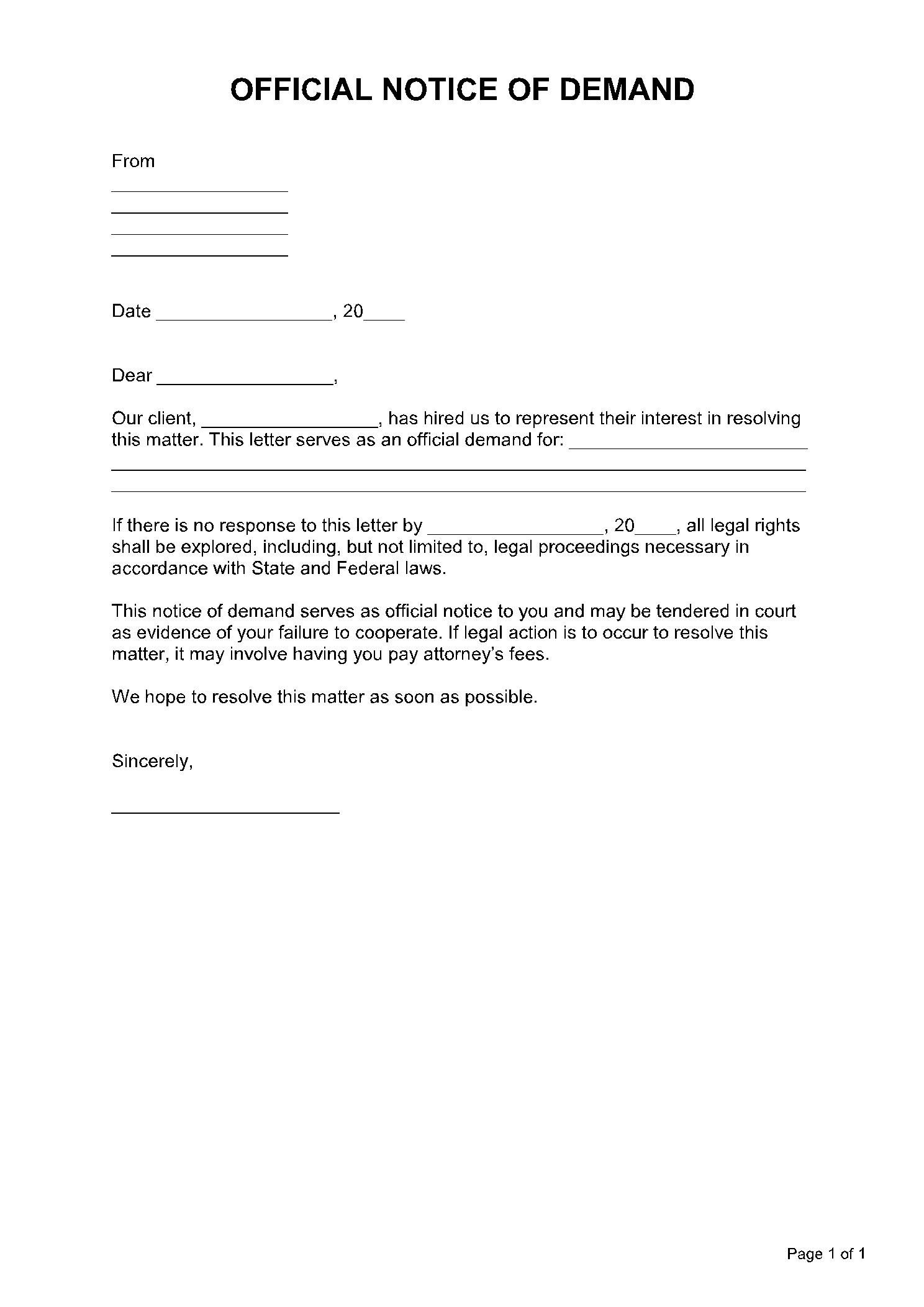 Demand Letter from Attorney