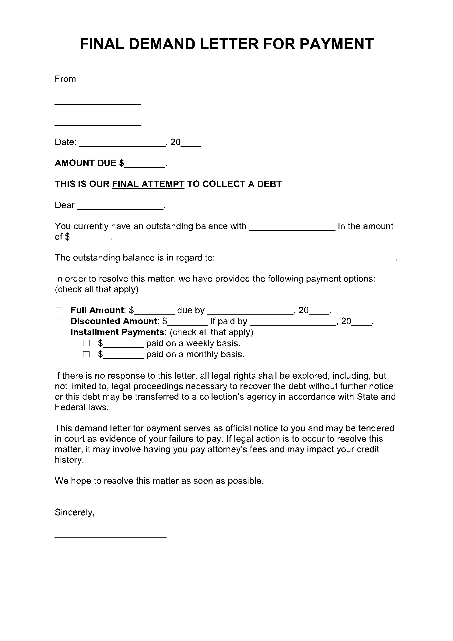 Final Demand Letter