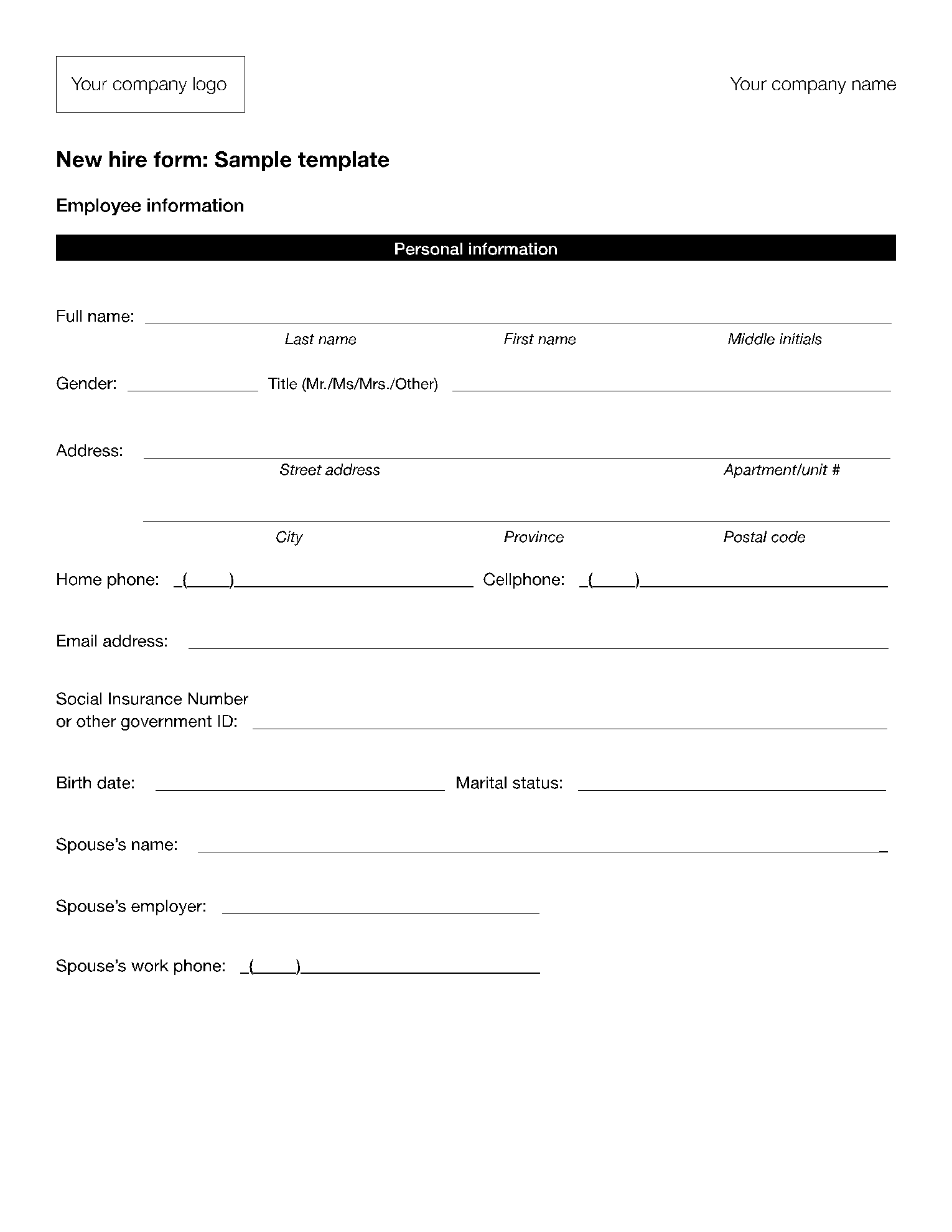 New Employee Forms 1