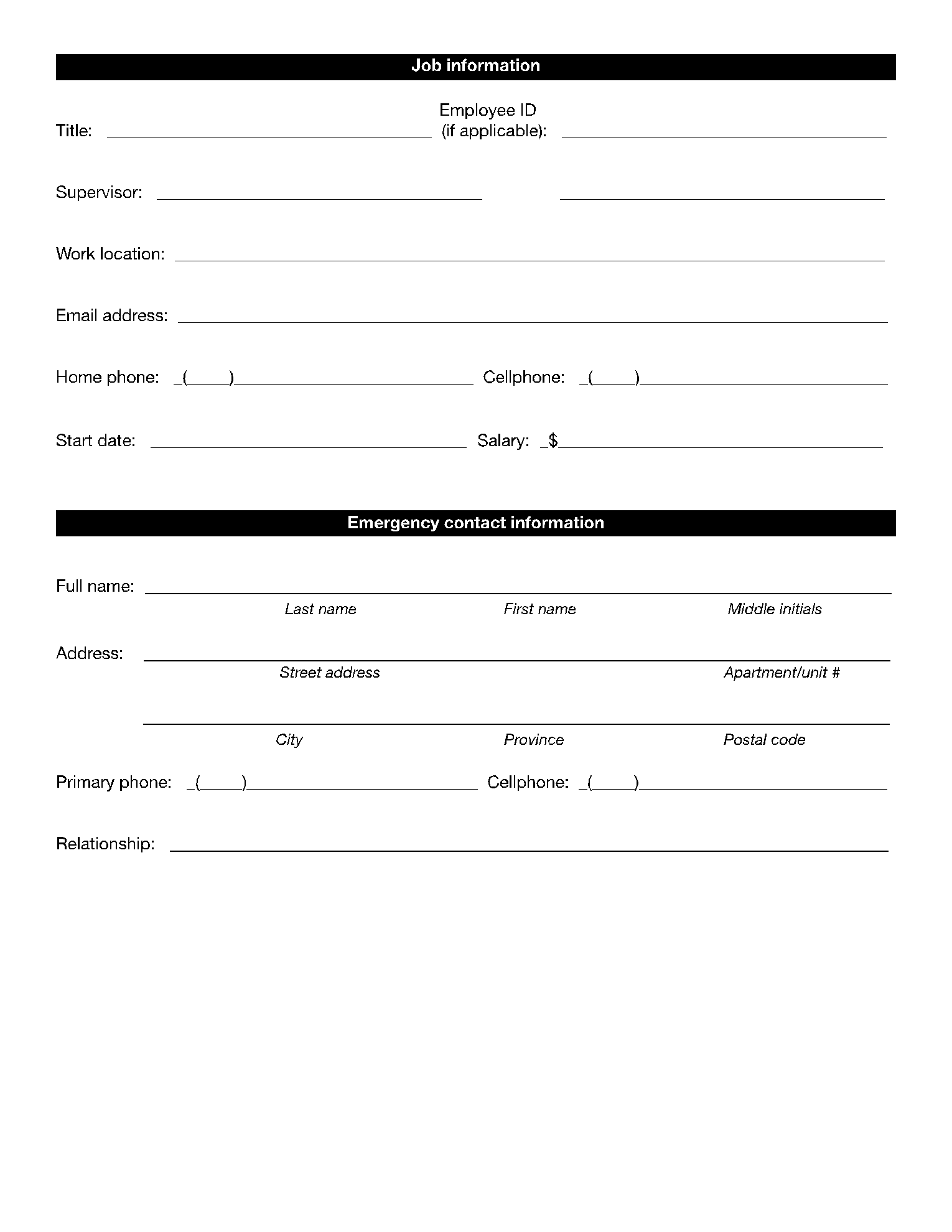 New Hire Form Template Word