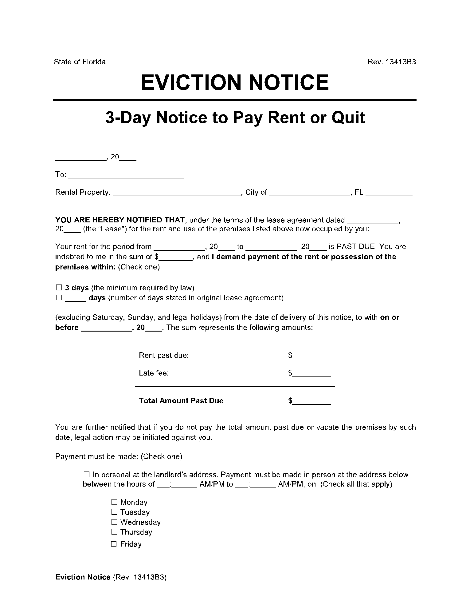 Printable 3 Day Notice To Vacate Printable Form Templates And Letter