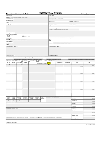 fedex commercial invoice template excel