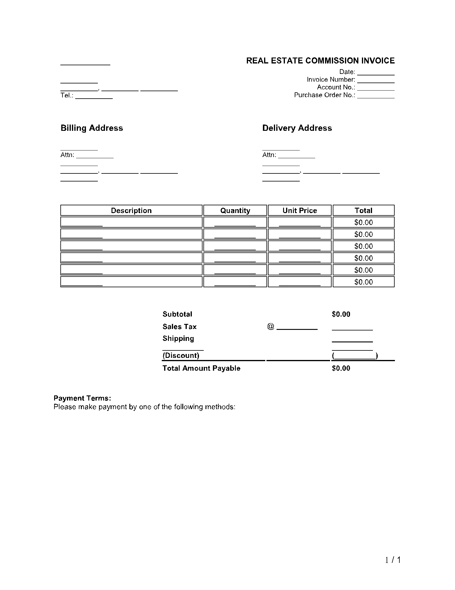 Commission Invoice Template