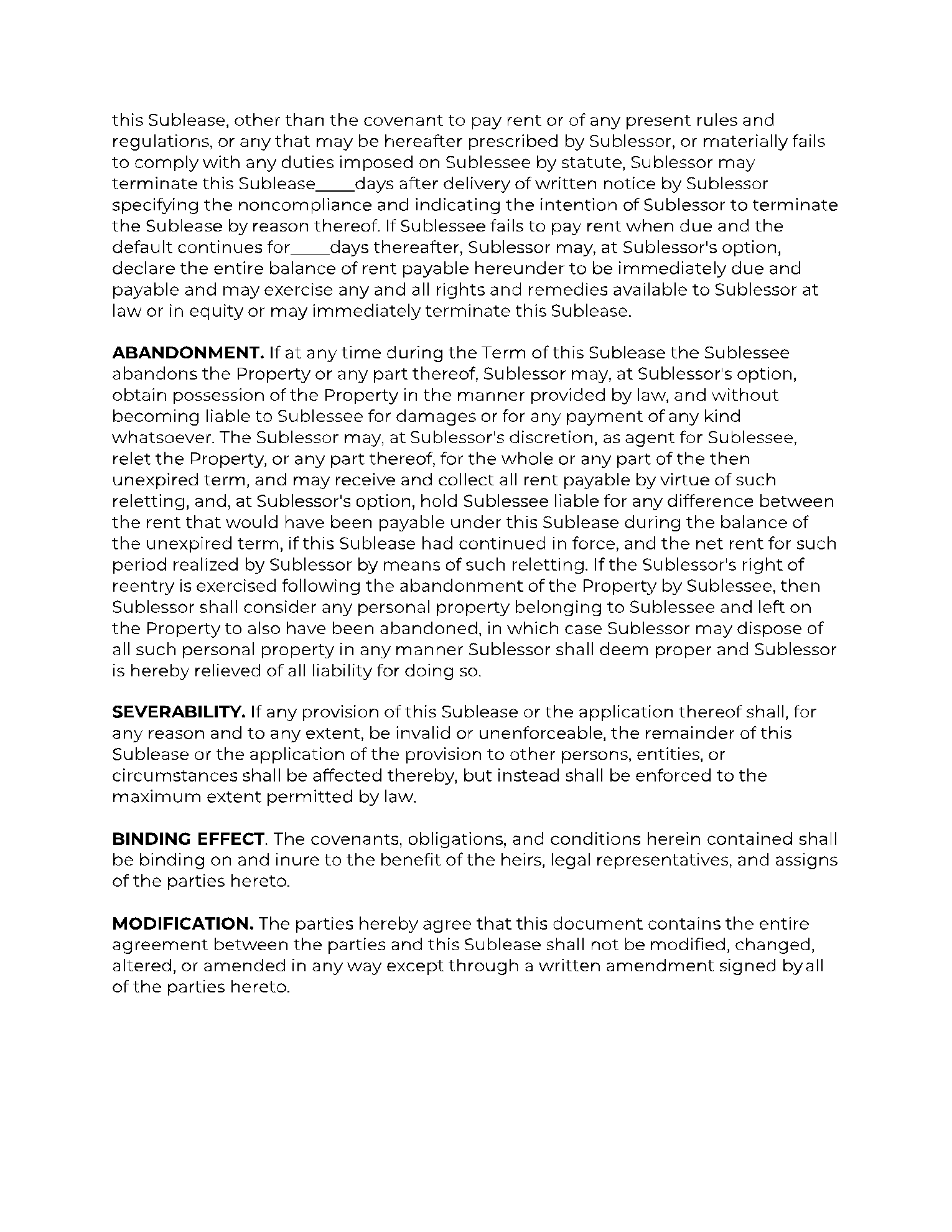 California Sublease Agreement 5