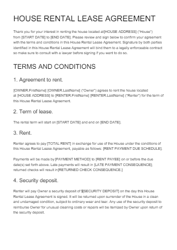 House Rental Agreement Template (100% Free) - CocoSign