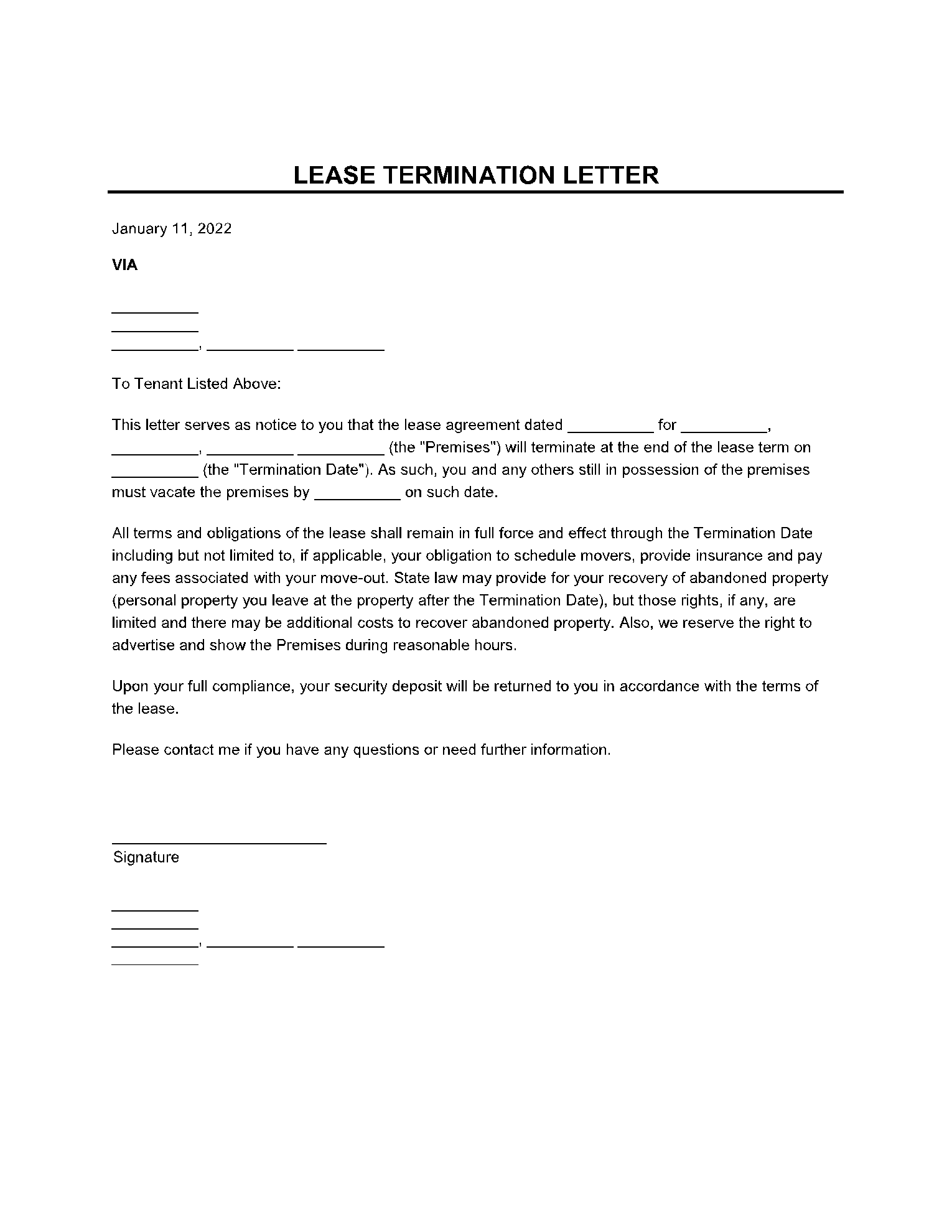Lease Termination Letter 1