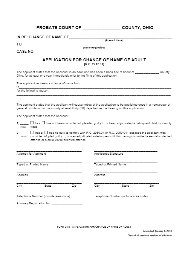 Free Ohio Name Change Forms | CocoSign