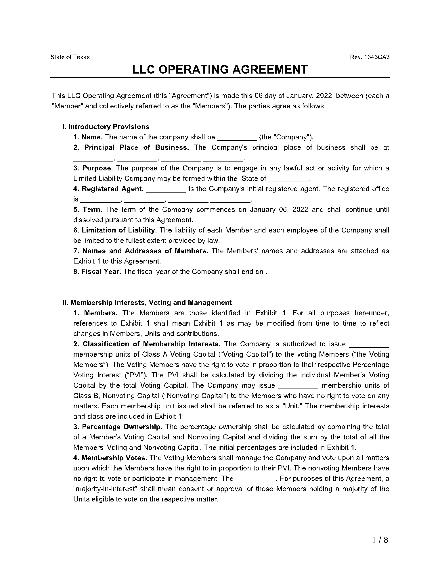 Texas Llc Operating Agreement Requirements