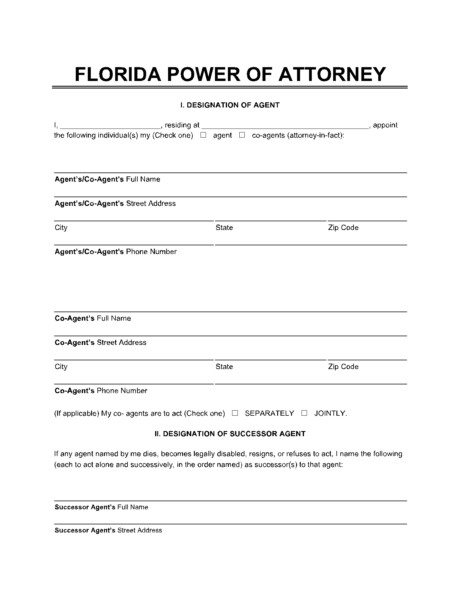 Power of Attorney Forms Florida