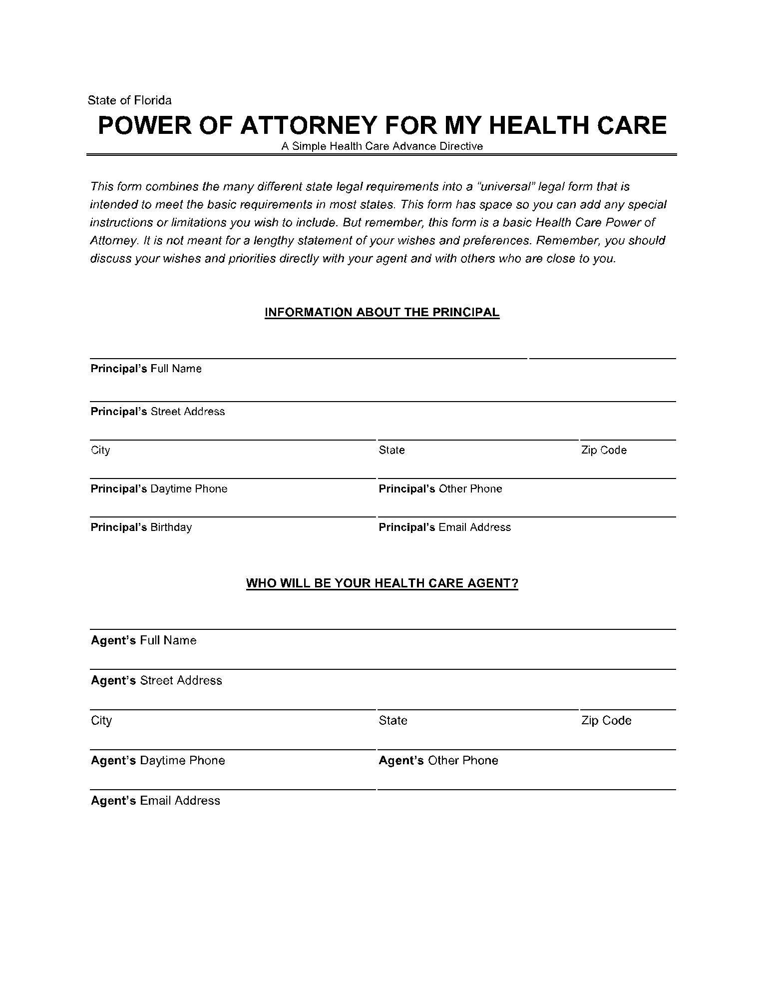 Medical Power of Attorney Florida