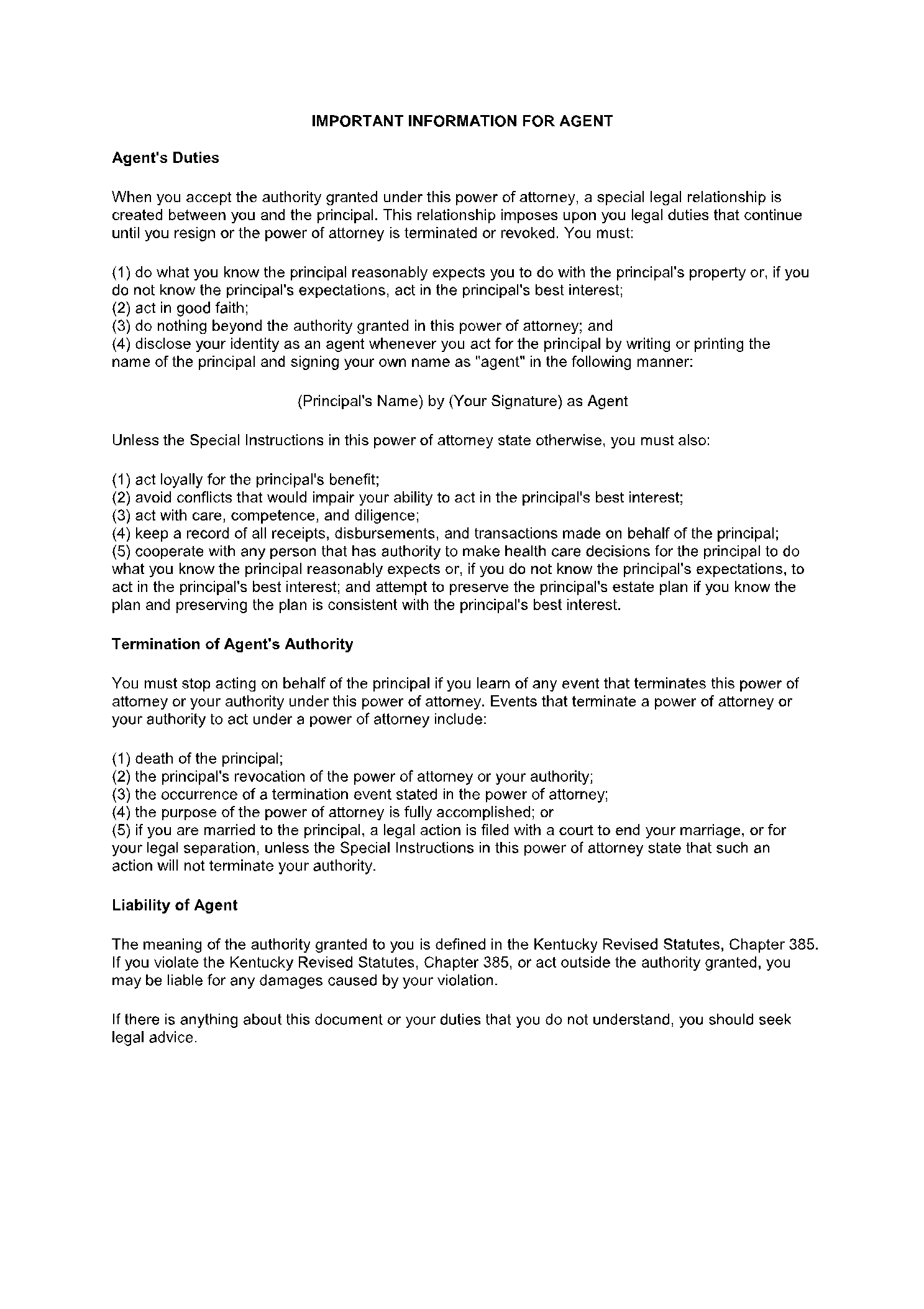 Free Printable Power Of Attorney Form Kentucky 7 Free Printable Power Of Attorney Form Kentucky 7
