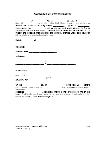 Free Power of Attorney Revocation Form (PDF) | CocoSign