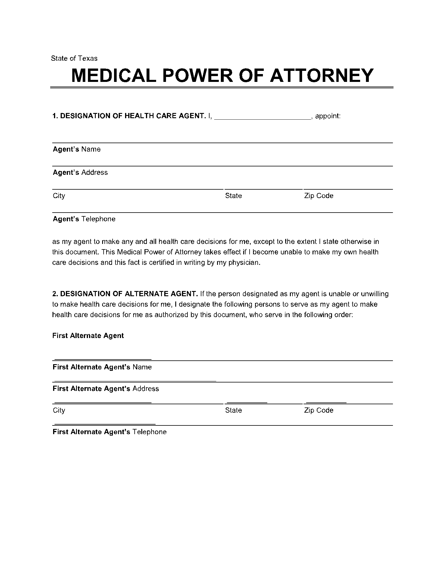 Medical Power of Attorney Texas