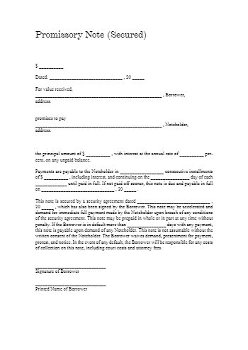 Free Secured Promissory Note Template 2021 | CocoSign